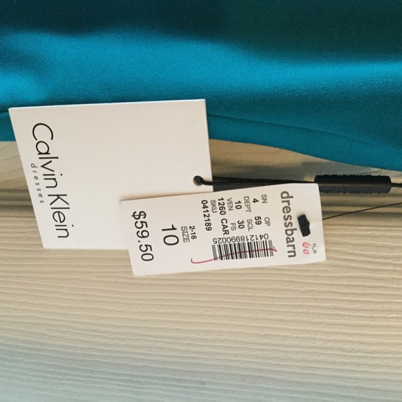 Calvin Klein teal cap sleeve dress lined and semi fitted size 10 - Picture 4 of 8